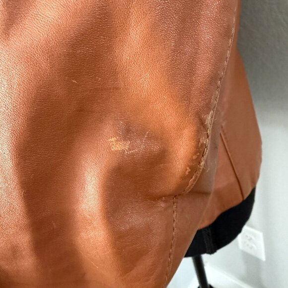 VINTAGE 70s Casual Corner Cognac Brown Leather Jacket XS/S - Picture 13 of 16